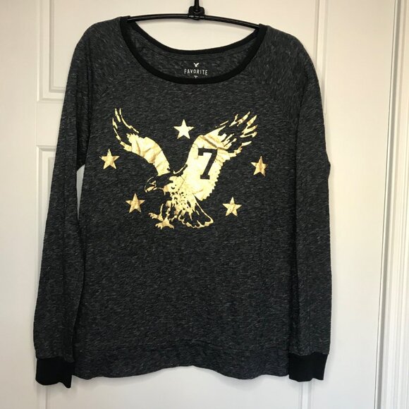 American Eagle Outfitters Favorite Tee Women's Small Long Sleeve Metallic Gold - Picture 2 of 9